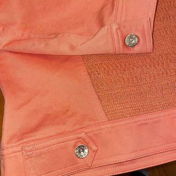 St. John Applique Collar Knit Panel Cotton Light Jacket Jean Sweater Insert - Picture 7 of 10